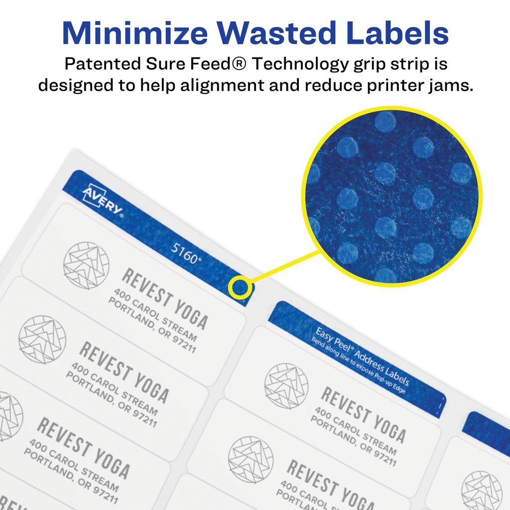 Printable Round Labels, Sure Feed® Technology, 2.5" Diameter, White, Laser - 600 labels view 2