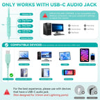 KVIDIO Wired Headphones with Mic - Mint Green view 2