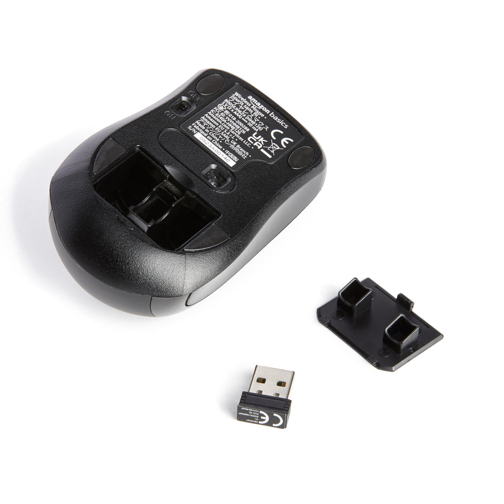 Amazon Basics 2.4 Ghz Wireless Optical Computer Mouse with USB Nano Receiver - Black view 3