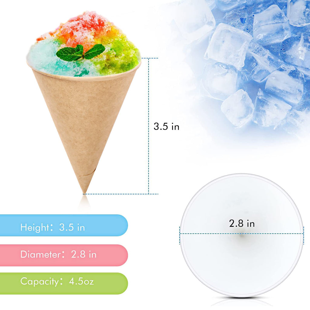 Boao 100 Pcs Snow Cone Cups Syrup Spoon Straws - Brown / 4.5 OZ view 2