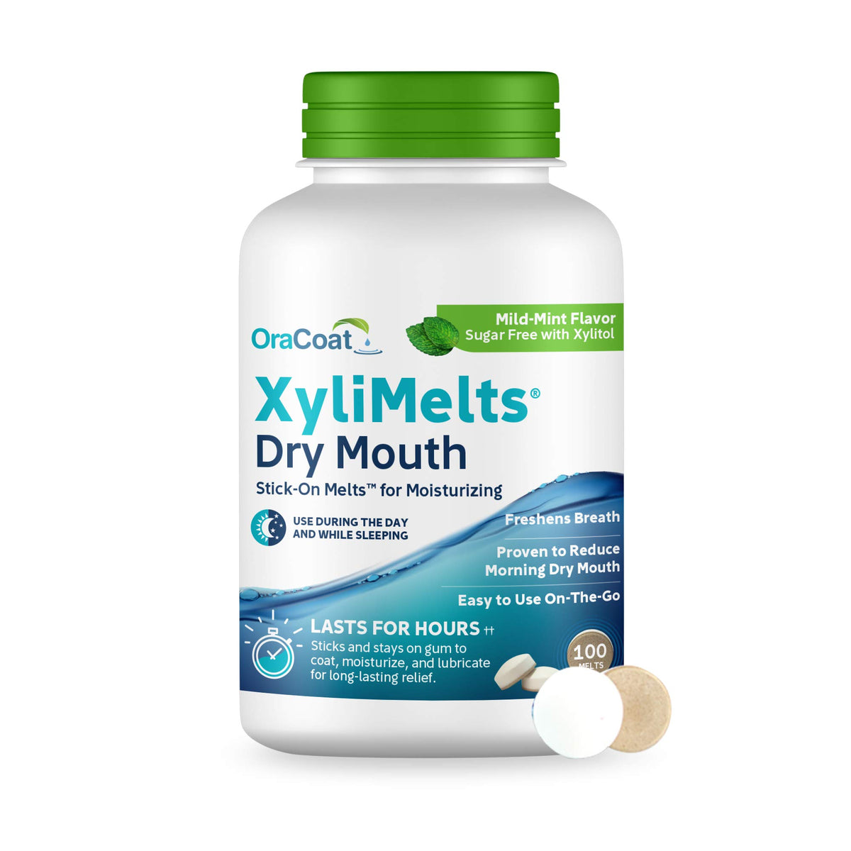 Oracoat XyliMelts for Dry Mouth Night Time or Day - Mild Mint / 100 Count