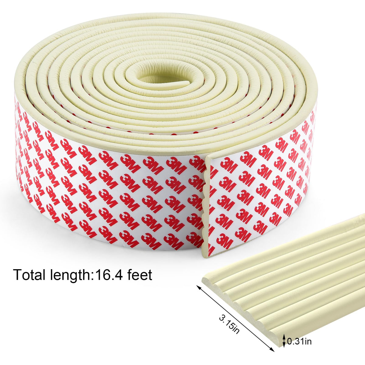 Dovesail Upgrade Baby Proofing Edge Guards 6.6ft Protector with 3M Adhesive Double Sided Tape - Cream - 16.4 Feet view 1