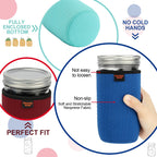 Desing Non-slip Cozy Insulated Glass Jars Protector Holder Sleeves - 24 oz Sleeves (3.0 x 5.5 In) - Black/Red/Blue/Cyan view 2
