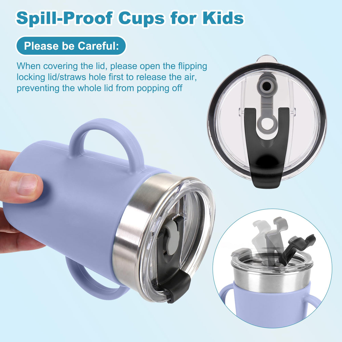 Vermida 12oz Stainless Steel Kids Cups with Handle for Toddlers, 4 Pack (additional view 3)