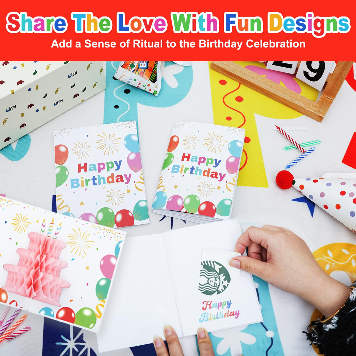 Marhpveua 6 Slots 3D Honeycomb Birthday Money Card Holder - Colorful view 4