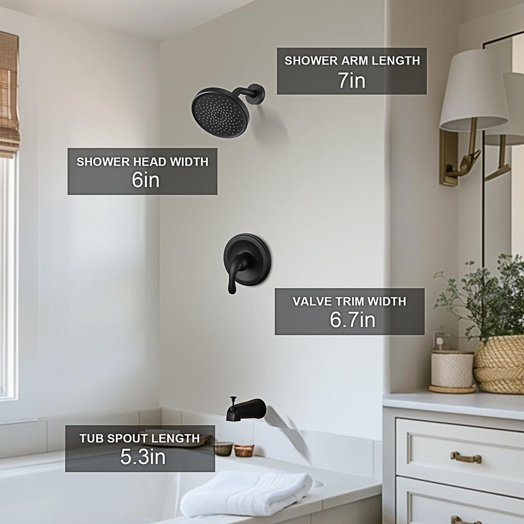 FROPO Shower Tub Faucet - Matte Black view 2