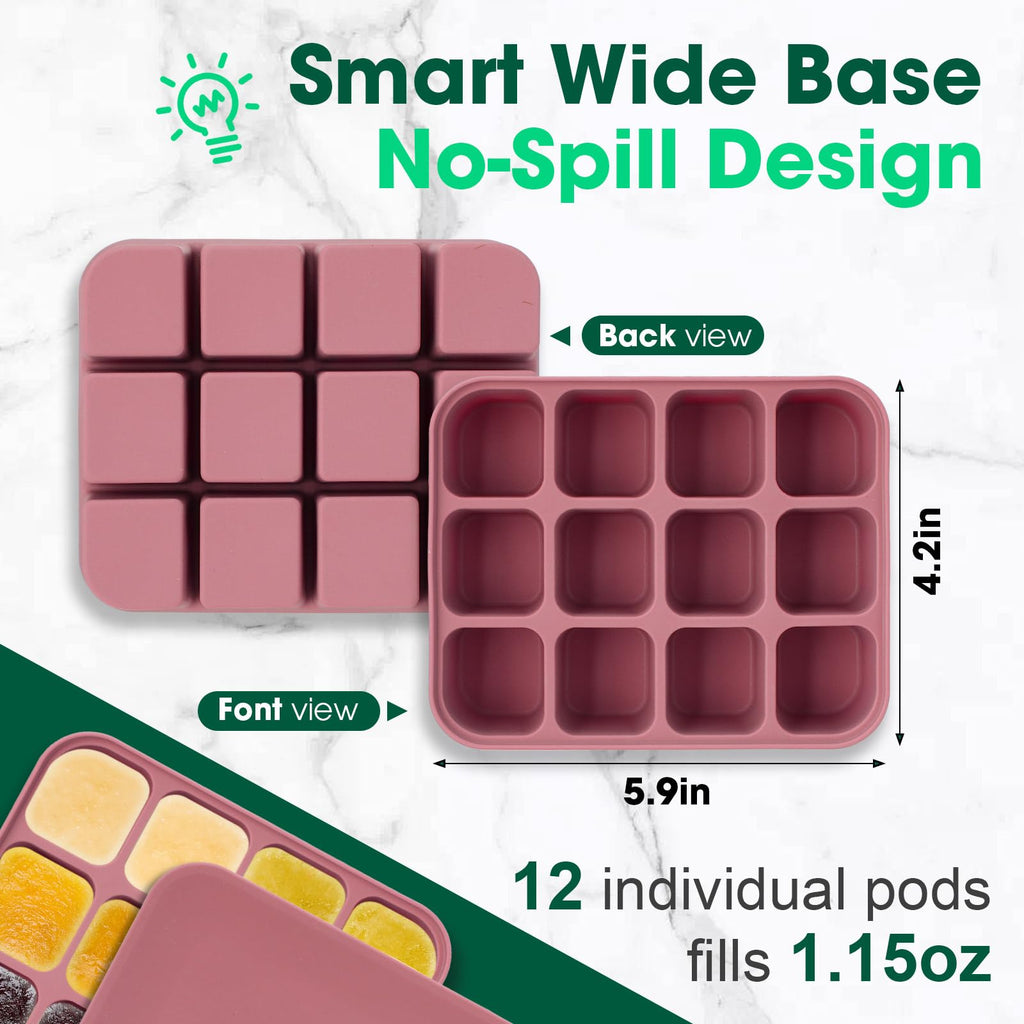 3 Pack Baby Food Freezer Tray with Lids - Purple, Pink, White view 1