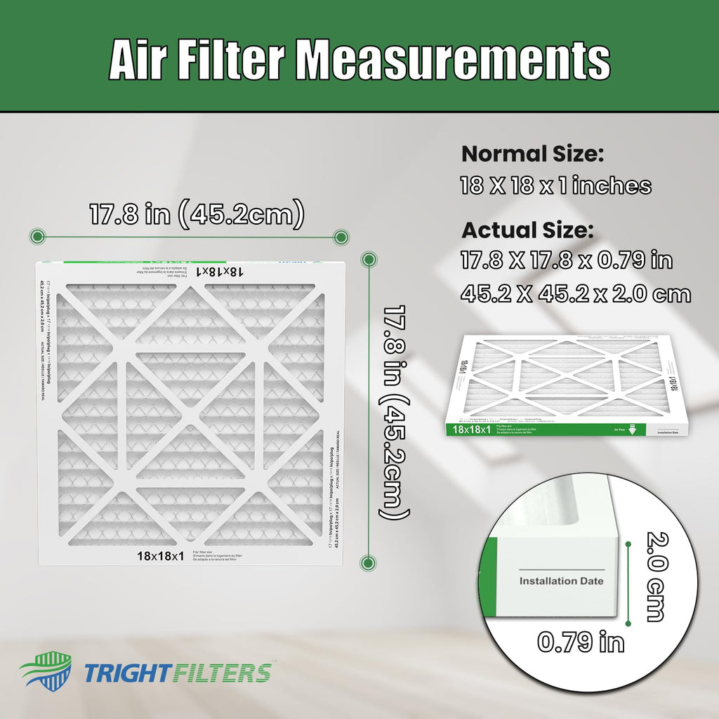 TRIGHTFILTERS 18x18x1 Air Filter 4 Pack, MERV 8