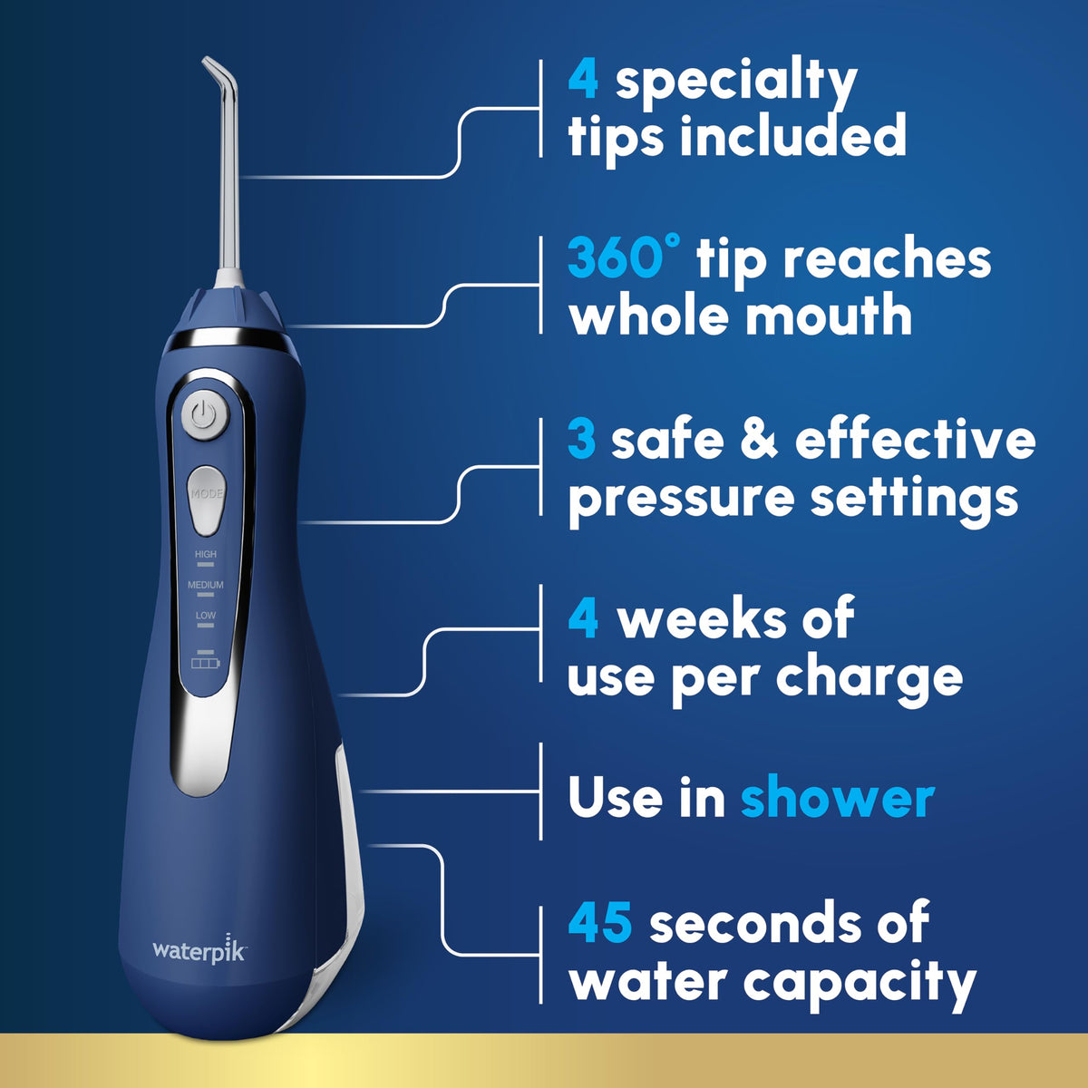 Waterpik Cordless Advanced Water Flosser for Teeth - Blue view 1