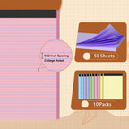 Glyanlee Legal Pads 8.5 x 11 Ruled Notepads, 50 Sheets/Pad - Multicolor / 10 Pack view 2