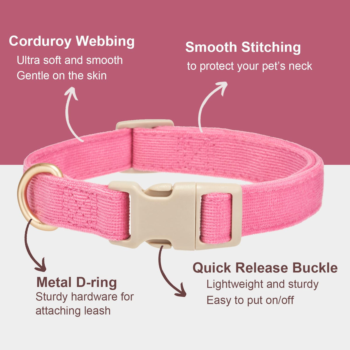 YUDOTE Corduroy Dog Collar and Leash Set - view 3