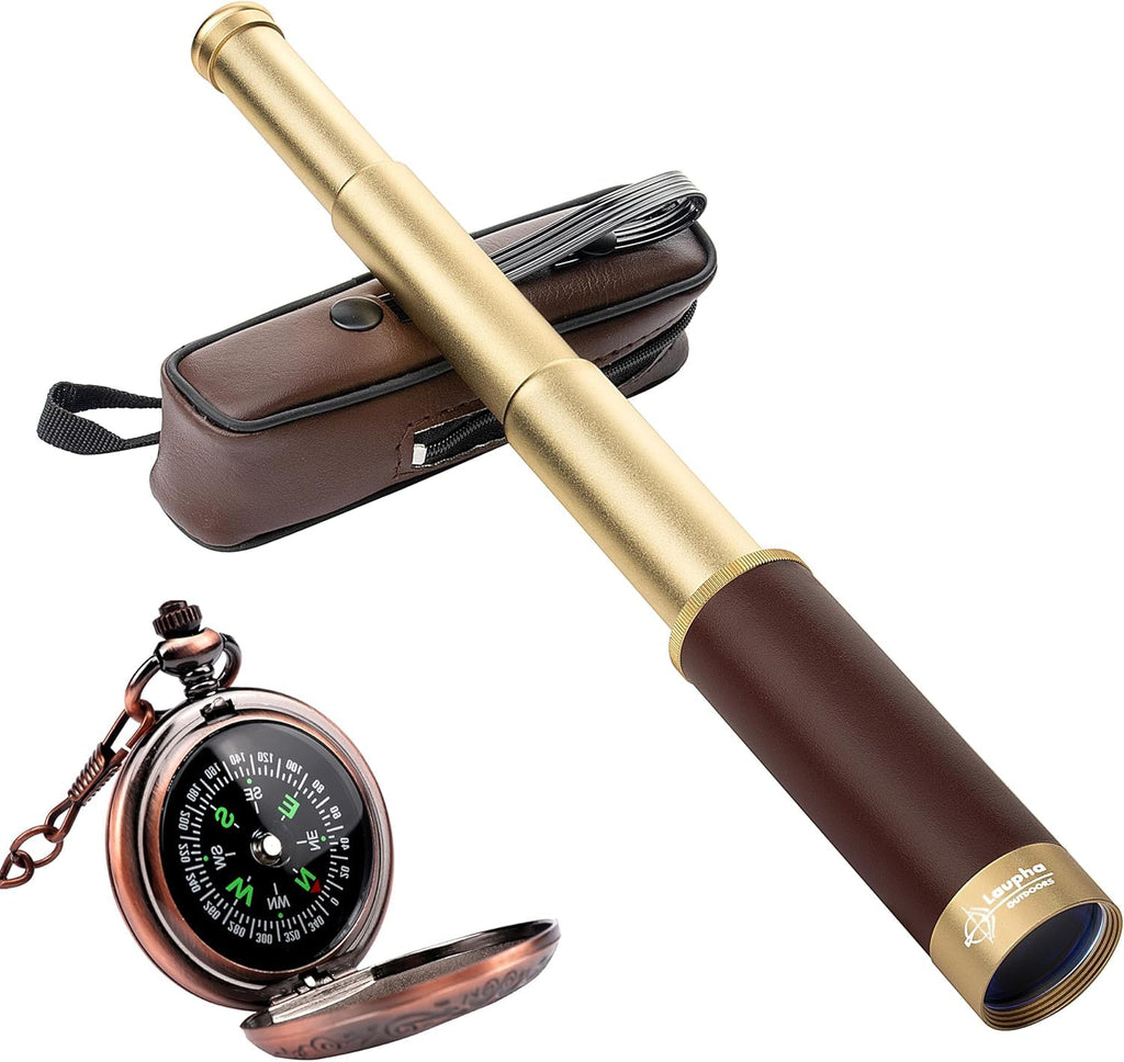 Laupha Retro Pirate Telescope 25x30 Spyglass Portable Collapsible Handheld Telescope Zoom