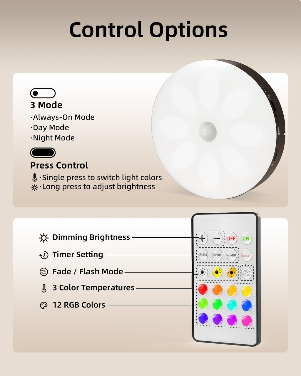 EZVALO Under Cabinet Lighting with Charging Station, 1000mAh Rechargeable Puck Lights (additional view 7)