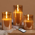 Eywamage Glass Flameless Candles with Remote - Gold