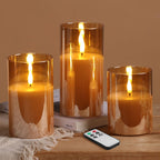 Eywamage Glass Flameless Candles with Remote - Gold