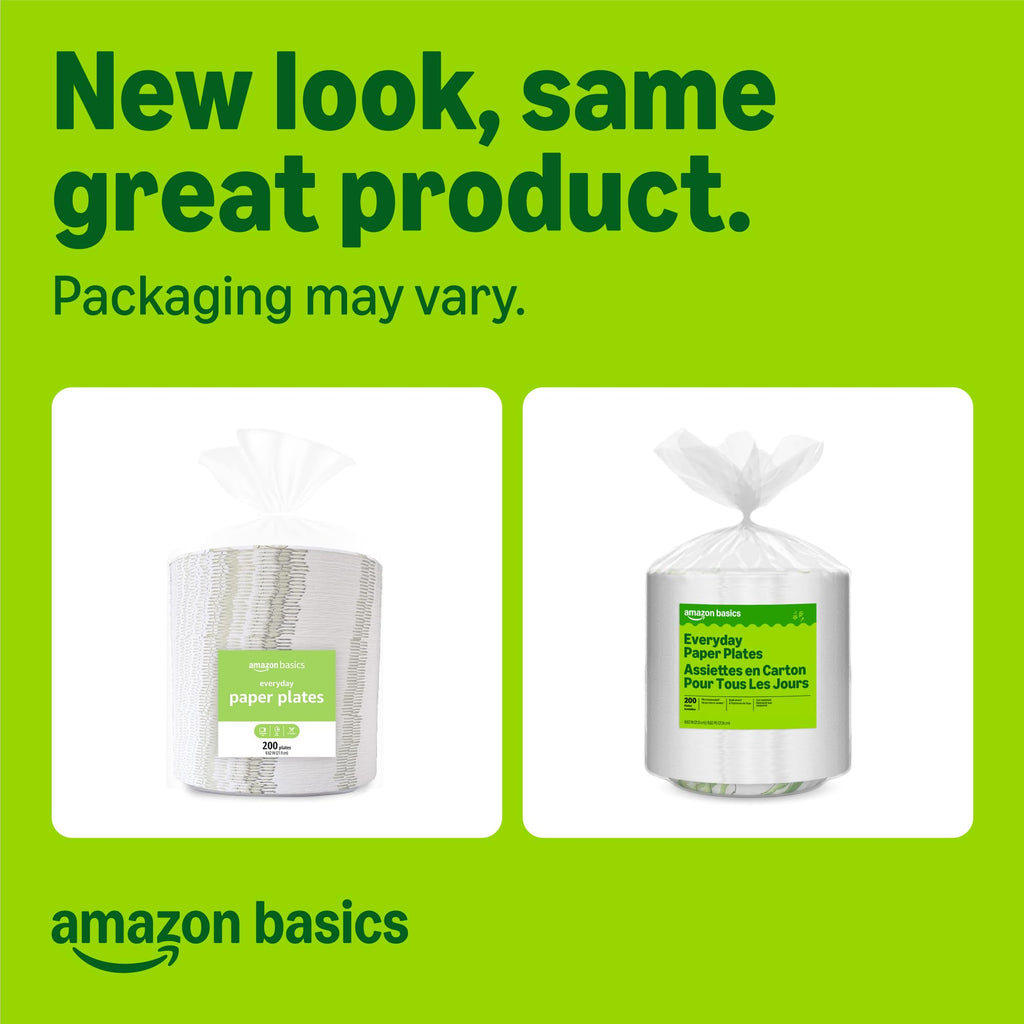 Amazon Basics Everyday Paper Plates, 8.62 Inch, Disposable, 200 Count, Packaging May Vary (additional view 1)