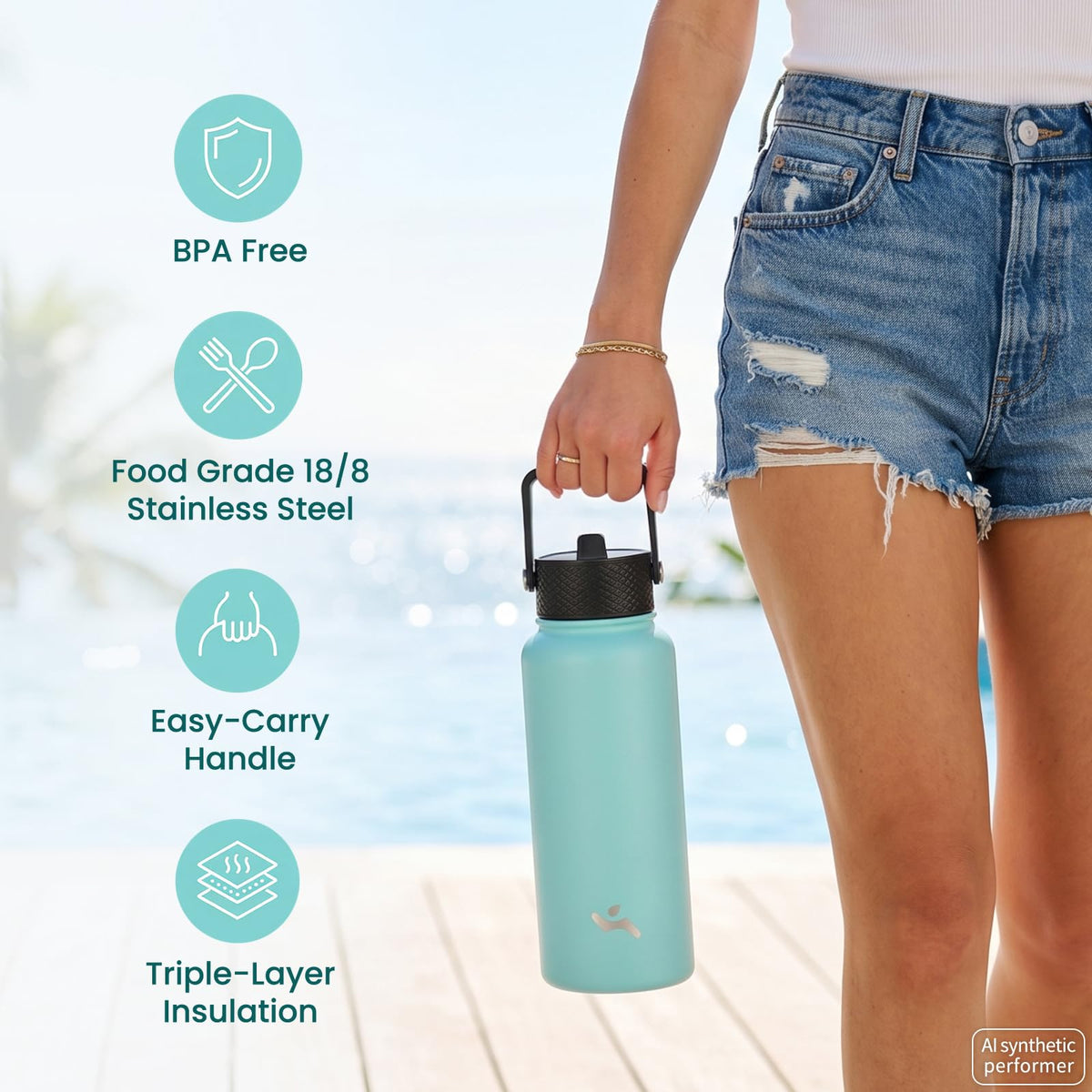 Konokyo oz Insulated Stainless Steel Water Bottle