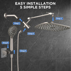 Veken Starlight 11.8" High Pressure Shower Head with Handheld, Easy Install (SHC5V417)
