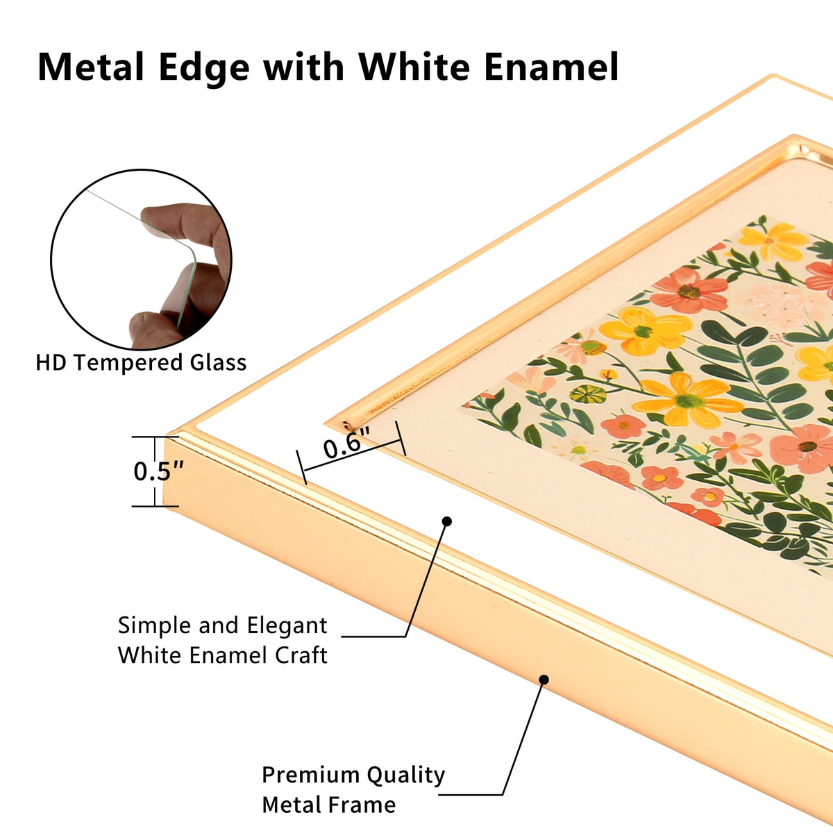 YiPinYin Enamel Picture Frames - White / 4x6Inch 2PK view 3