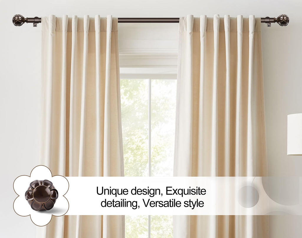 KAMANINA 1 Inch Curtain Rod 28-48 Inch, 2 Pack Antique Bronze Drapery Rods (TW-010030217-US-F1)