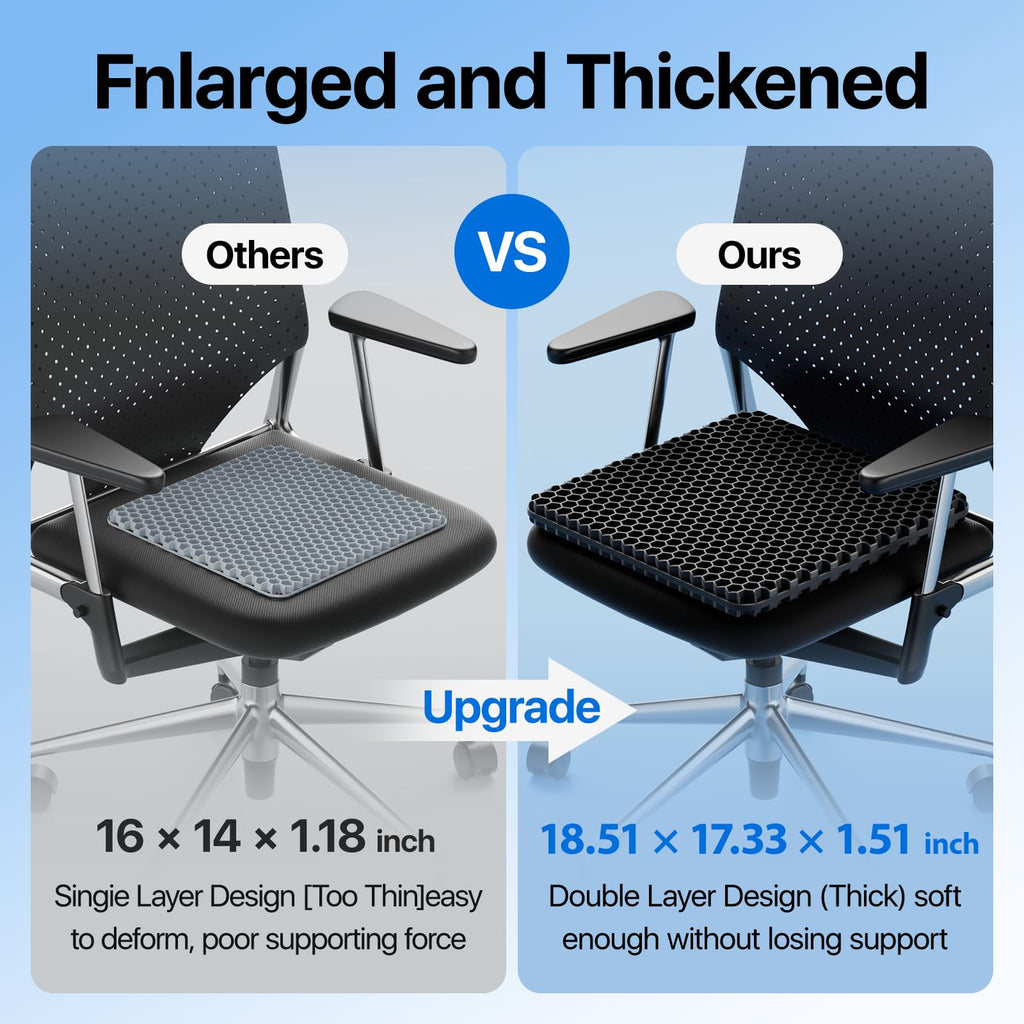 Gel Seat Cushion, Cooling Honeycomb Design for Office Chair Car Wheelchair