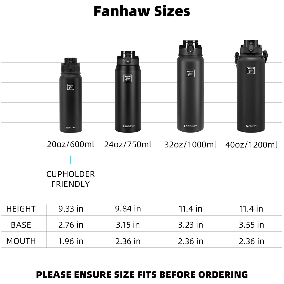 Fanhaw Stainless Steel Water Bottle with Chug Lid - view 6