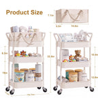 3 Tier Rolling Diaper Caddy Cart - Off-white view 8