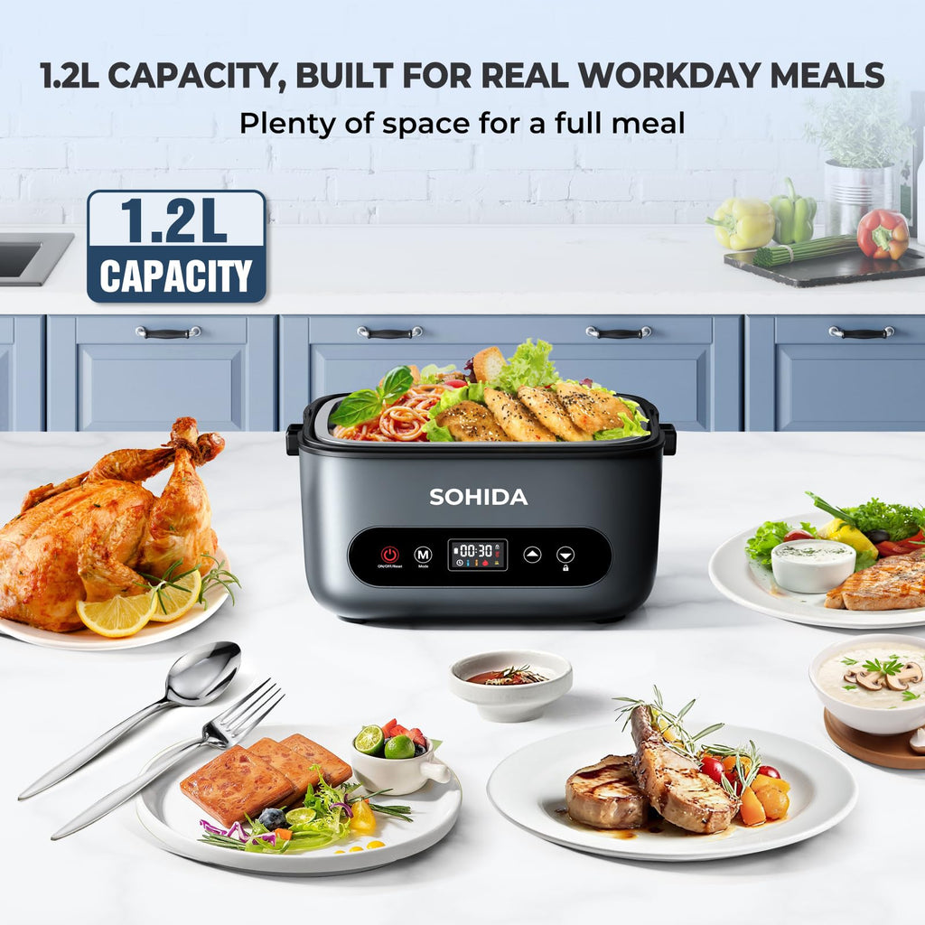 SOHIDA Cordless Heated & Electric Lunch Box for Adults (BX60)