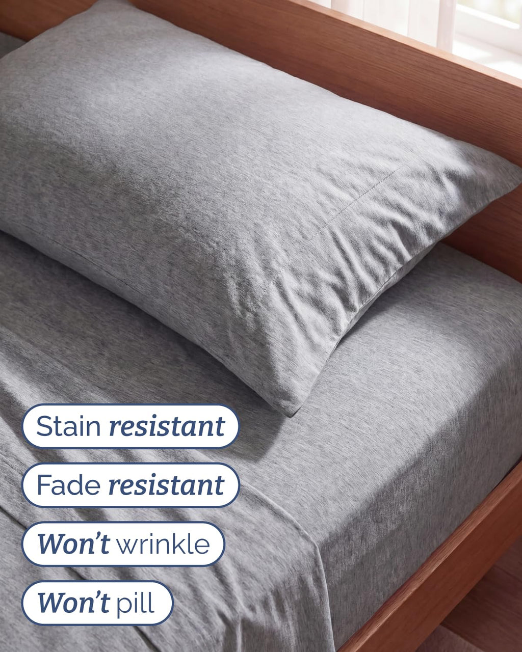 CGK Unlimited 4 Piece Sheet - 40 - Heathered Grey / Twin view 4