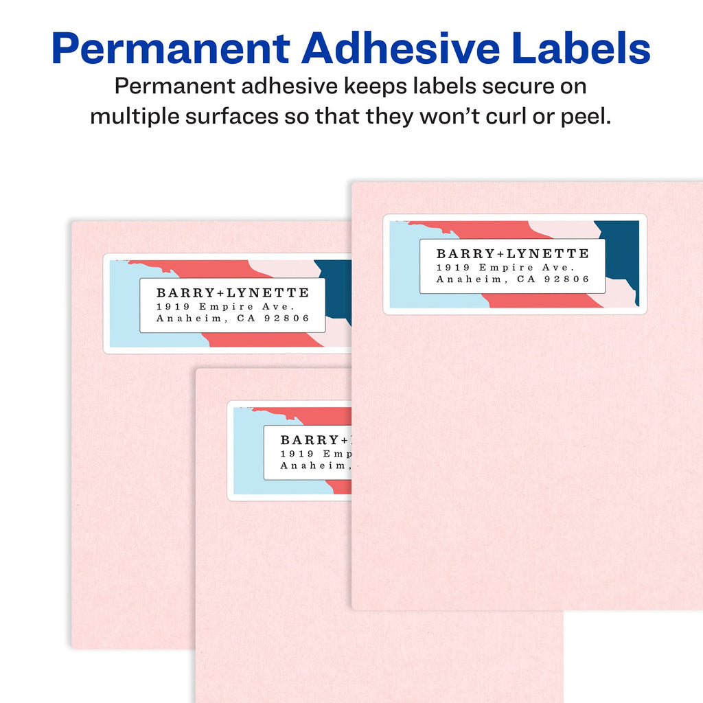 Avery Printable Return Address Labels with Sure Feed, 0.5" x 1.75", White, 2,000 Blank Mailing Labels (08167)