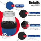 Desing Non-slip Cozy Insulated Glass Jars Protector Holder Sleeves - 16 oz Sleeves (3.0 x 3.7 In) - Black/Red/Blue/Cyan view 3