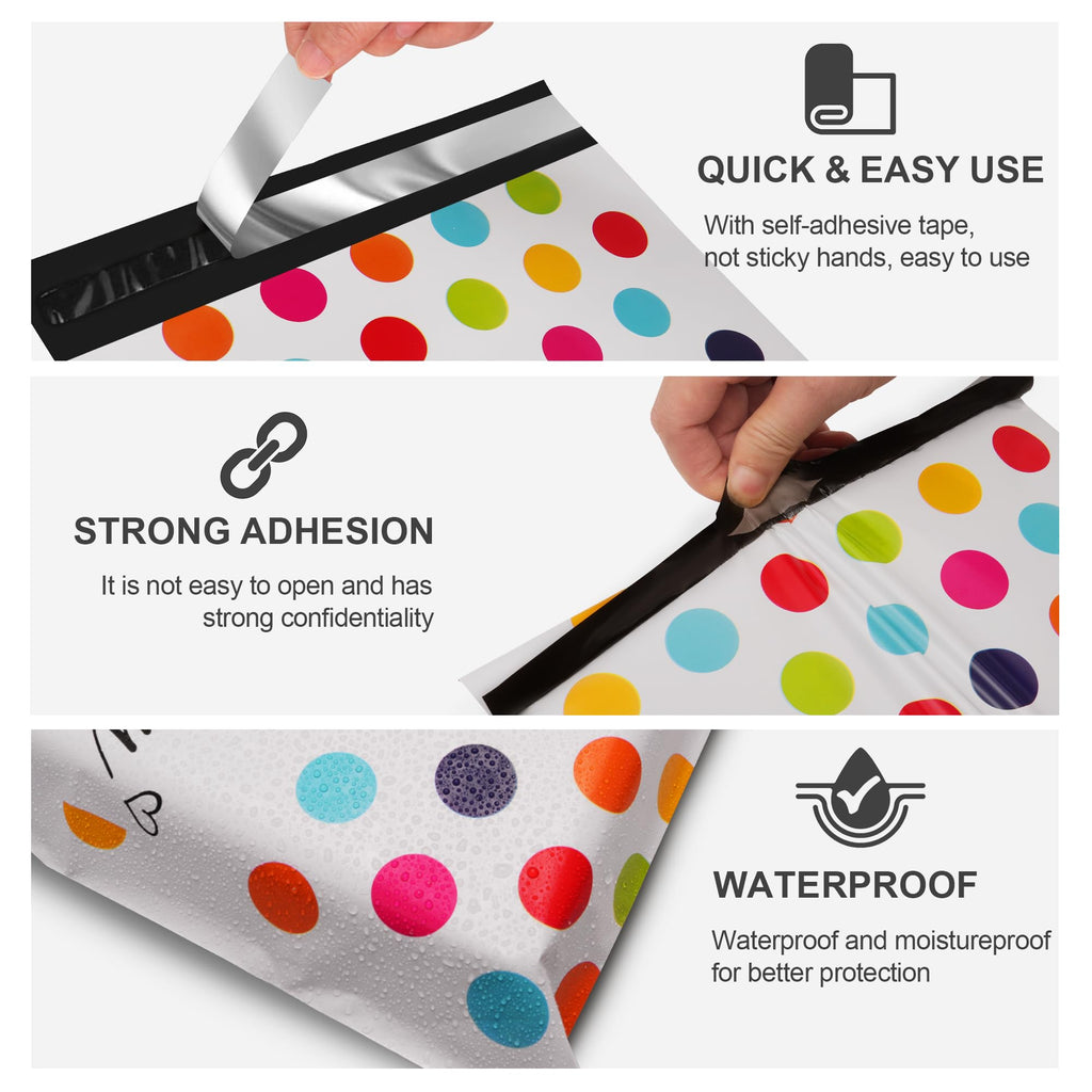 JinRuiKJ Poly Mailers - Colorful Polka Dots / 14.5x19'' - 50 Pack view 2