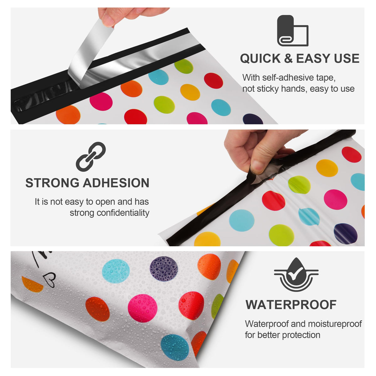 JinRuiKJ Poly Mailers - Colorful Polka Dots / 14.5x19'' - 50 Pack view 2