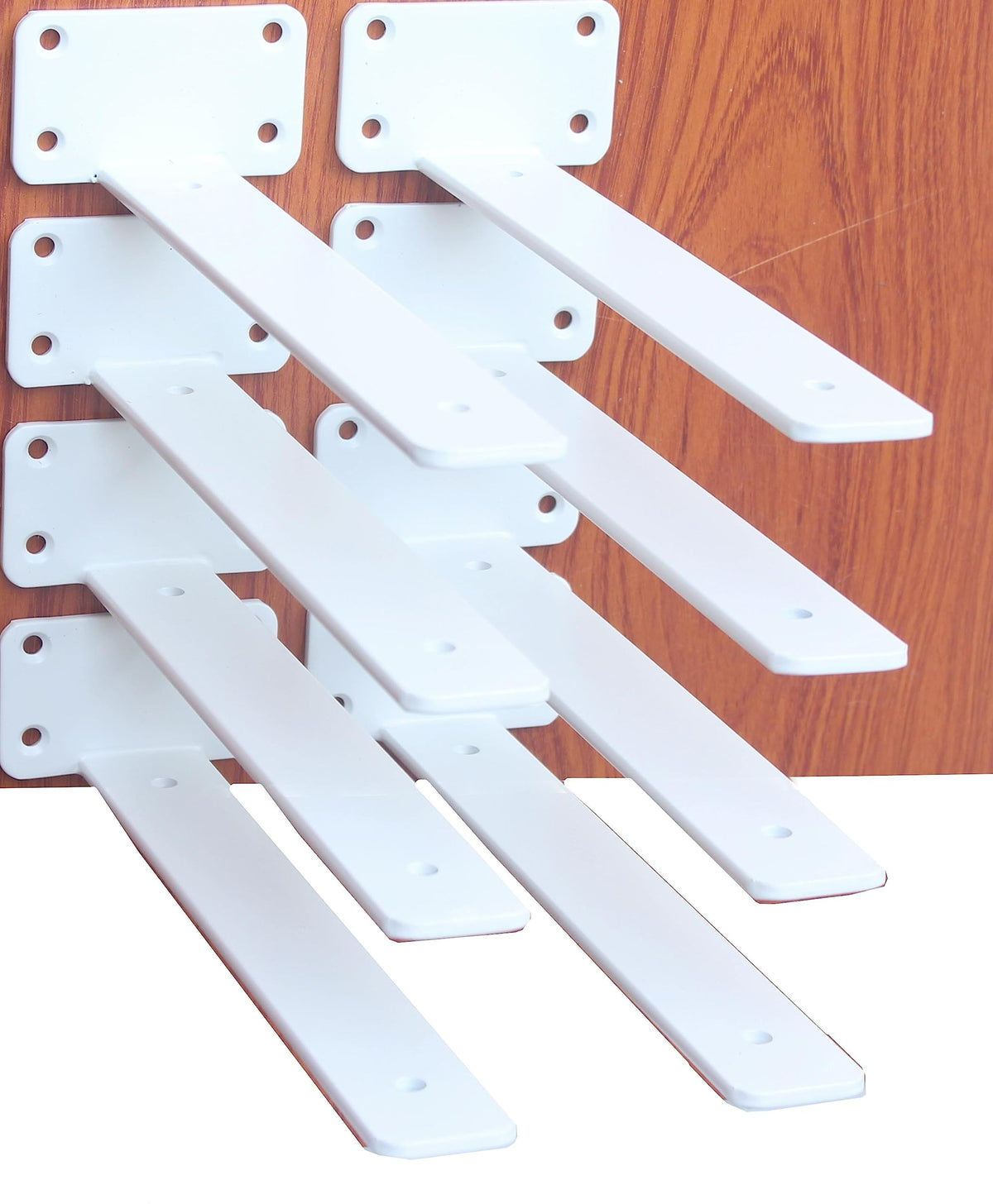 Hidden L Shelf Bracket - 10 Inch / White 8 Pack