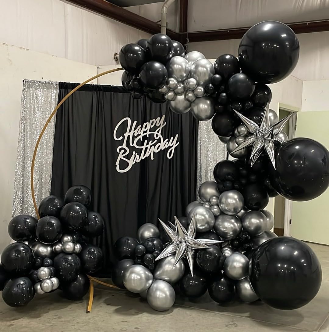 ADOINBY Balloons Arch Kit - Black and Silver view 4
