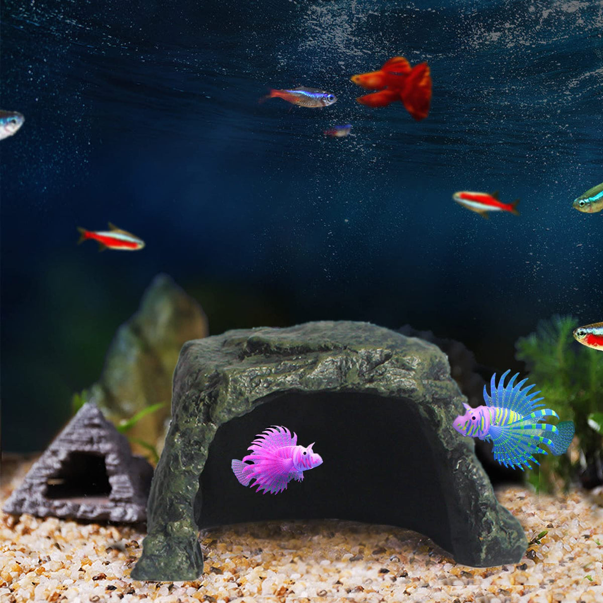 Aquarium Resin Castle Decoration - Rock Hide Cave view 4