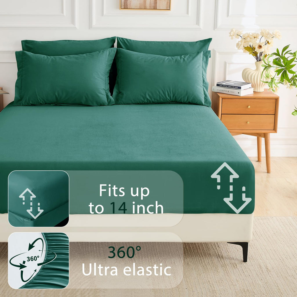 MUXHOMO 7 Pieces Comforter - Emerald Green / Queen(88"x 88") view 5