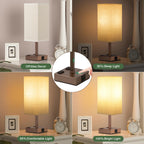 aooshine Set of 2 Touch Lamps with USB-C Port - Brown Shade-Brown Base view 2