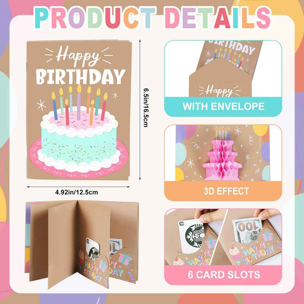 Marhpveua 6 Slots 3D Honeycomb Birthday Money Card Holder - Cowhide Color view 1