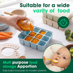 3 Pack Baby Food Freezer Tray with Lids - Blue, Green, Khaki view 5