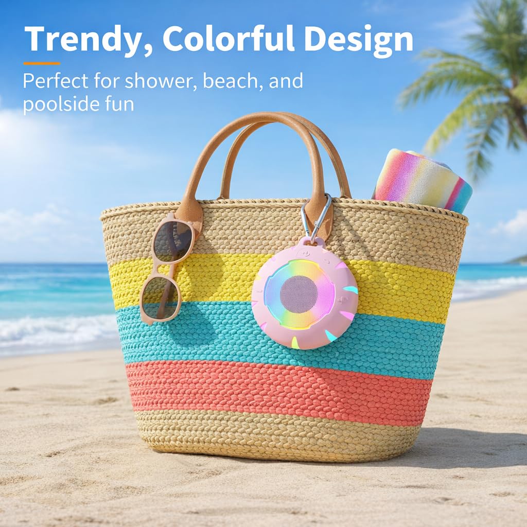 HEYSONG Waterproof Shower Bluetooth Speaker - Pink view 5