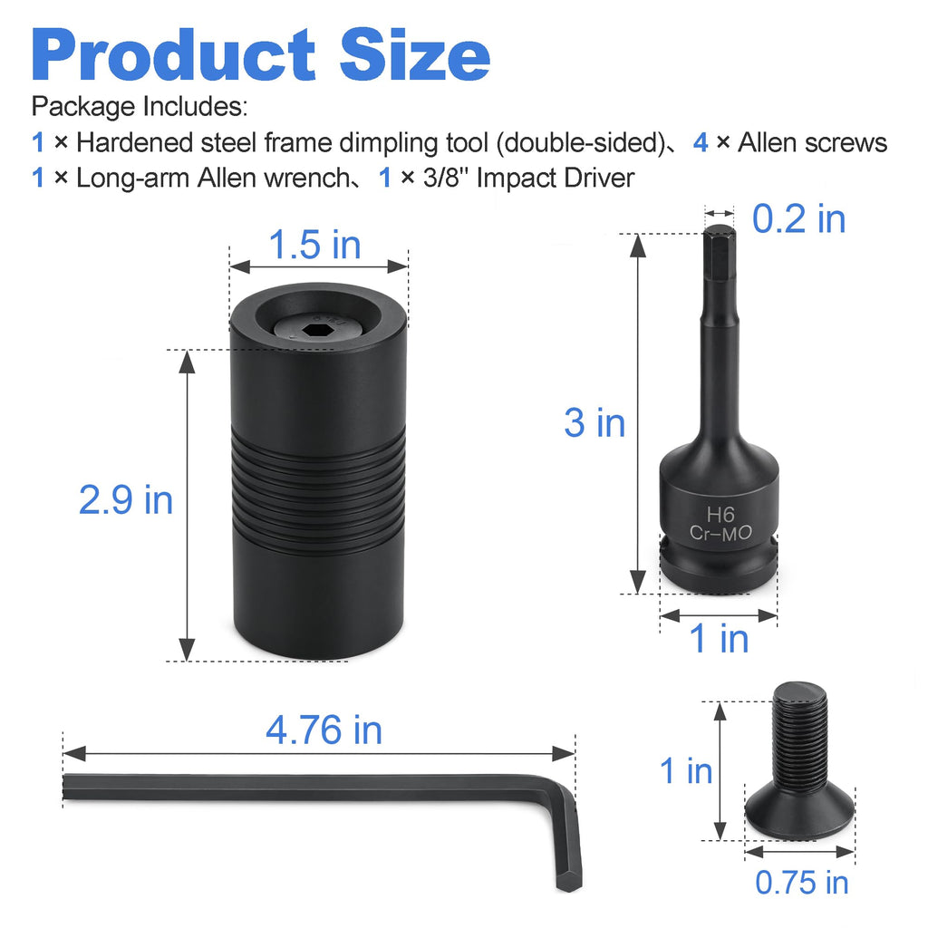 Door Frame Dimpling Tool Kit for Hardened Steel, Double-Sided Design (additional view 4)