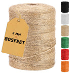 Vanhench 805FT Natural Jute Twine String, Bulk Hemp Jute Rope Cord Twine for Crafts Gardening, Gift Wrapping, Wedding
