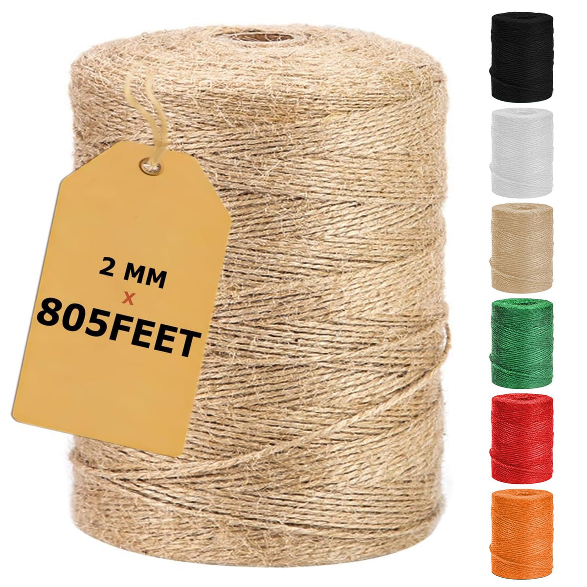 Vanhench 805FT Natural Jute Twine String, Bulk Hemp Jute Rope Cord Twine for Crafts Gardening, Gift Wrapping, Wedding