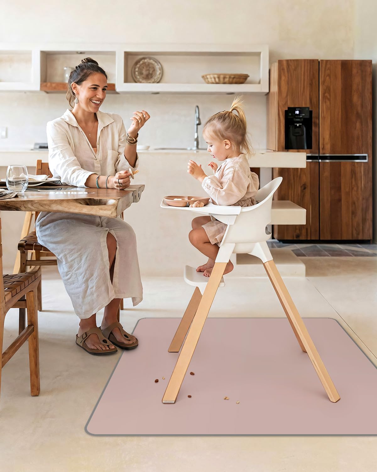 Blissful Diary Baby Splat Mat for Under High Chair, 50.4 x 50.4 Inch Wipeable Splash Mat (additional view 4)