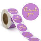 1.5" Thank You Labels - Round Stickers for Small Business, 500 Labels Per Roll - Purple/Gold view 1