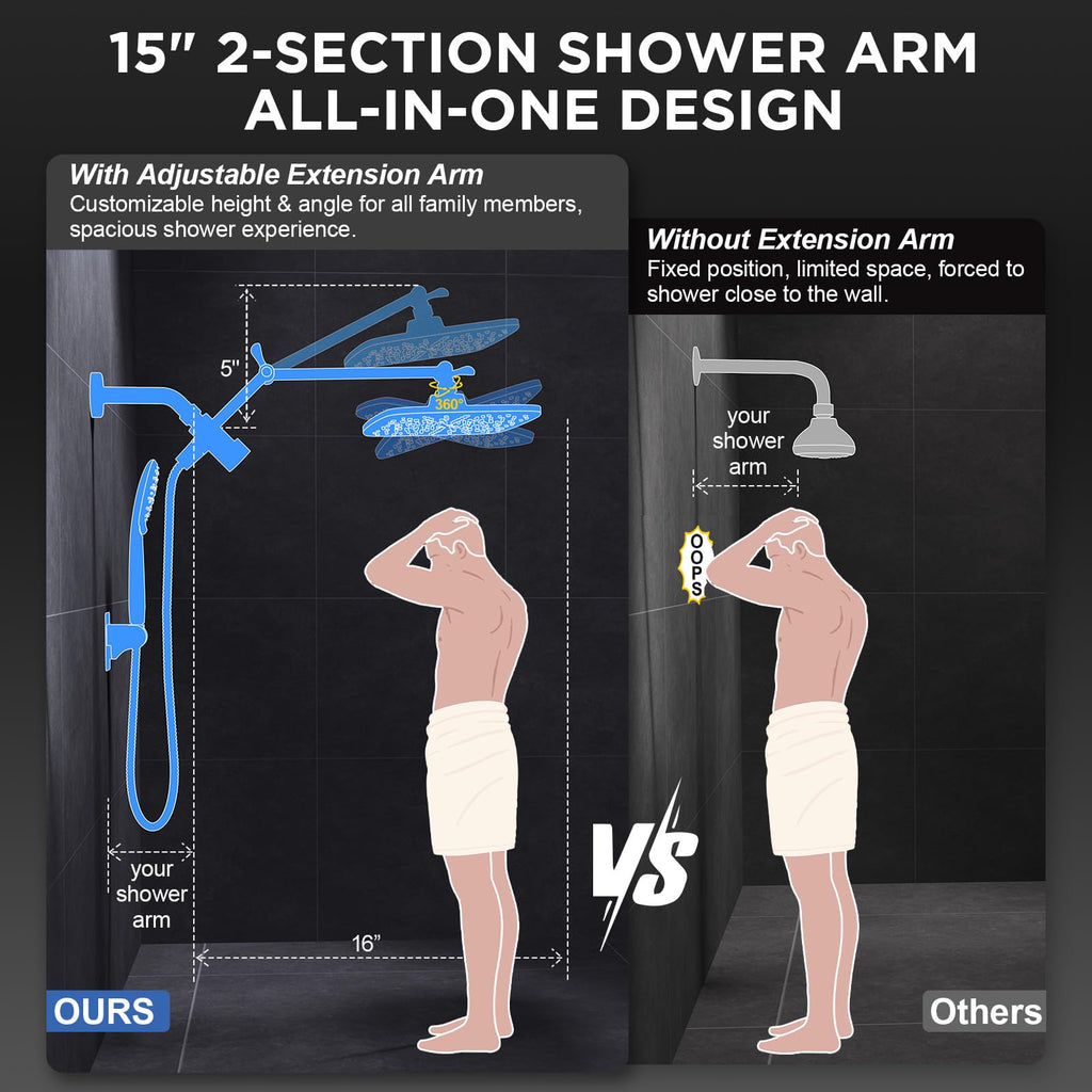 Veken Starlight 11.8" High Pressure Shower Head with Handheld, Easy Install (SHC5V417)