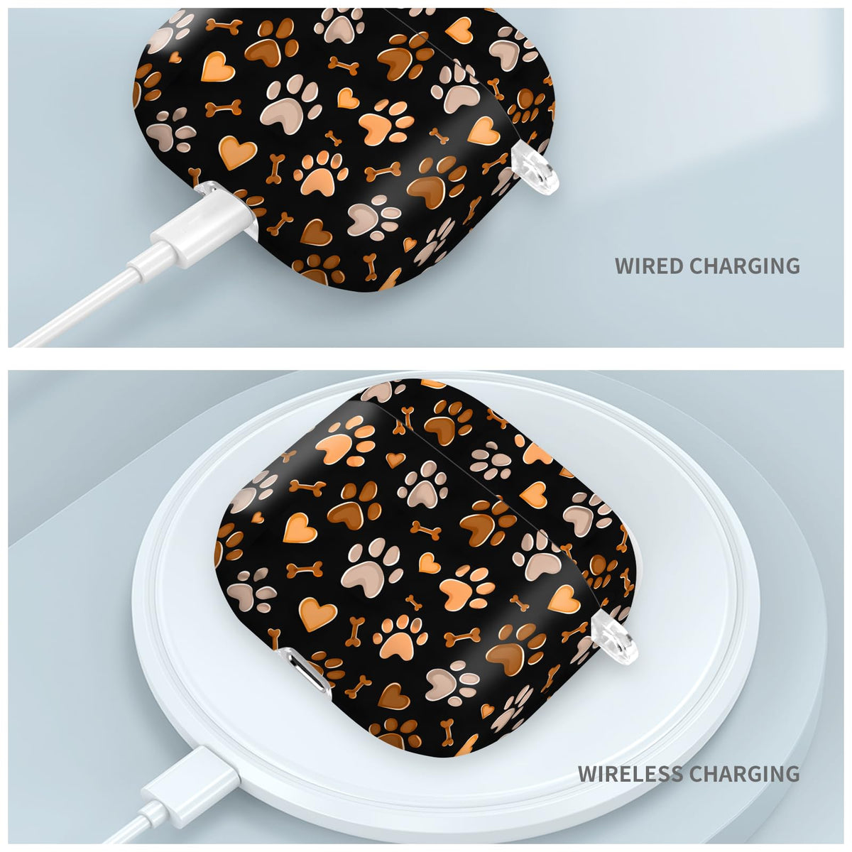 Compatible with AirPod PRO 3 2025 Shockproof Drop-Proof Wireless Earbuds Case with Keychain - Dog paw prints view 4