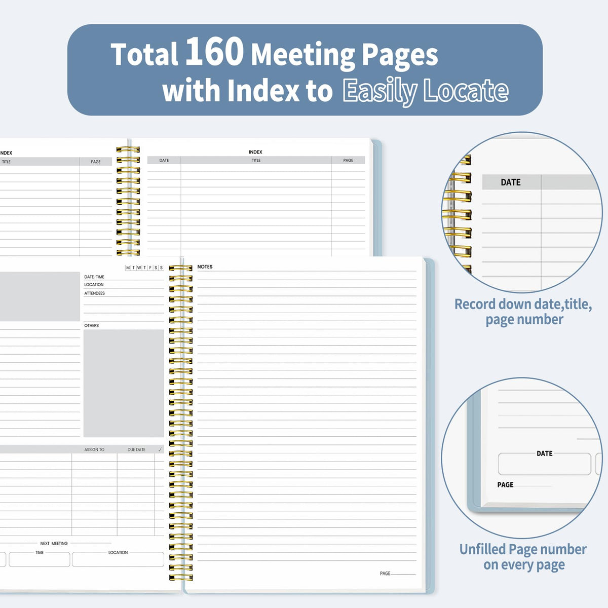 SUNEE Half Meeting Half Note - Professional Notebook for Work
