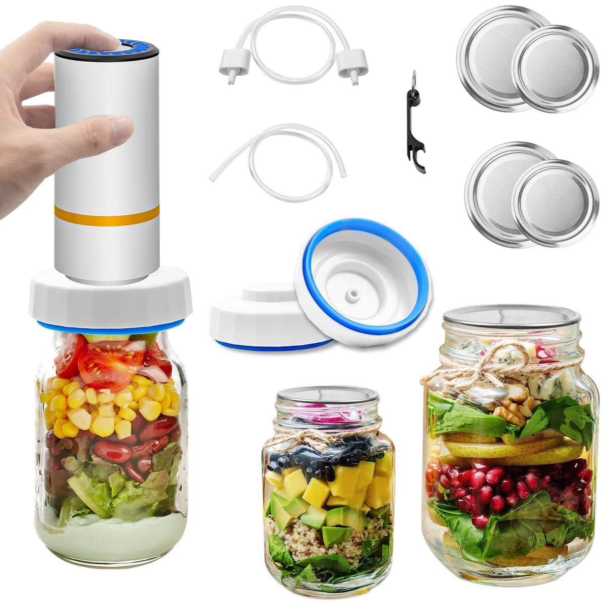 Electric Mason Jar Vacuum Sealer Kit ,Handheld Food Vacuum Sealer and Accessory Hose Set